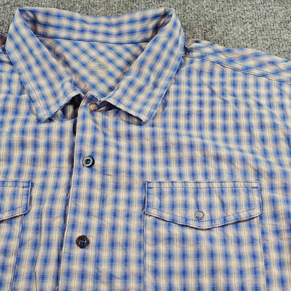 ZOIC Cycling Shirt Mens XXL Blue Plaid Snap Front MTB Short Sleeve Outdoor
